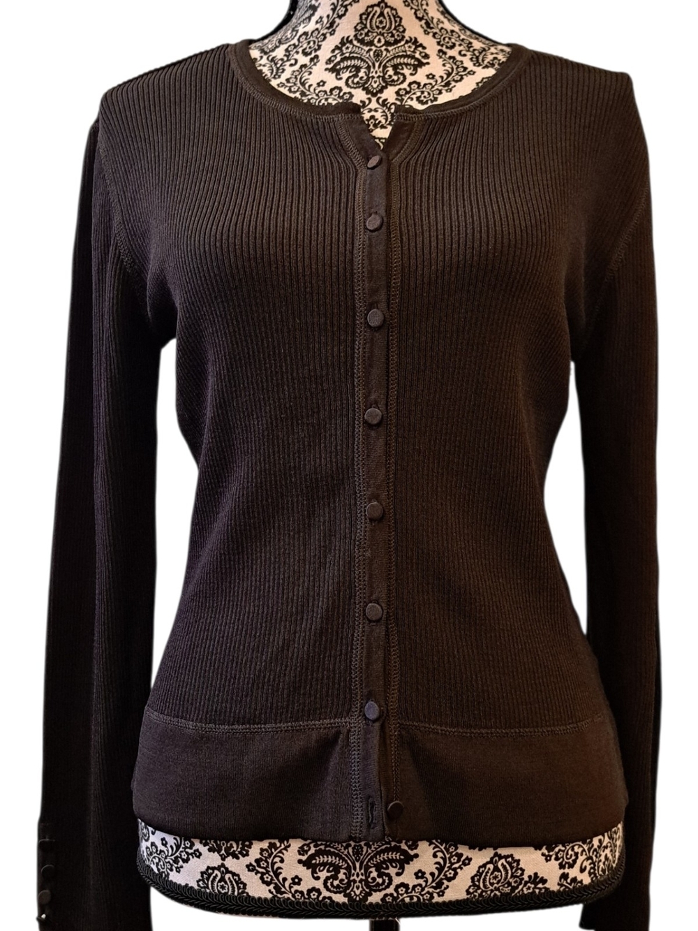 CAROLL Black  Knit Button-Front Cardigan Blouse Top Size T44